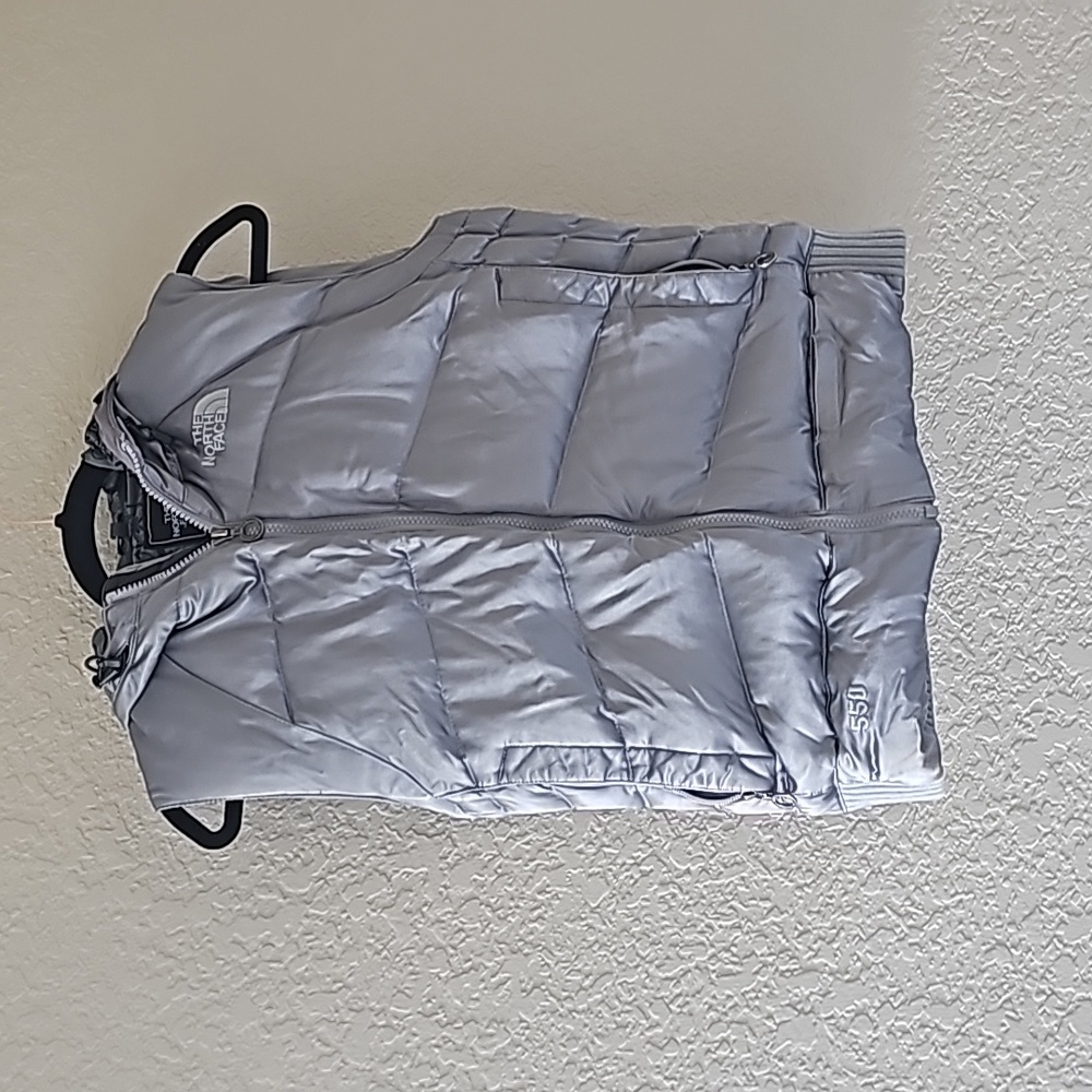 The north face silver puffer vest